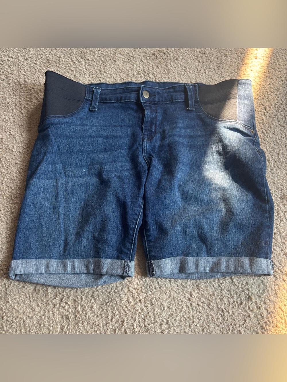 Isabel maternity Bermuda denim sheets rolled cuff dark wash size 14